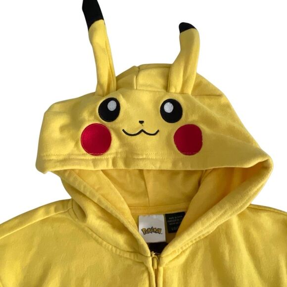 Nearly New! Pokémon Pikachu Yellow Hooded Zip Up Fleece Hoodie - Size Large - Picture 3 of 8